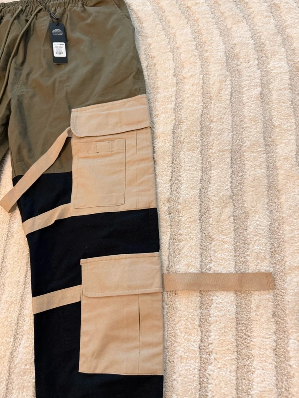 Fashion Nova Olive, Khaki & Black Cargo Pants - Picture 3 of 9